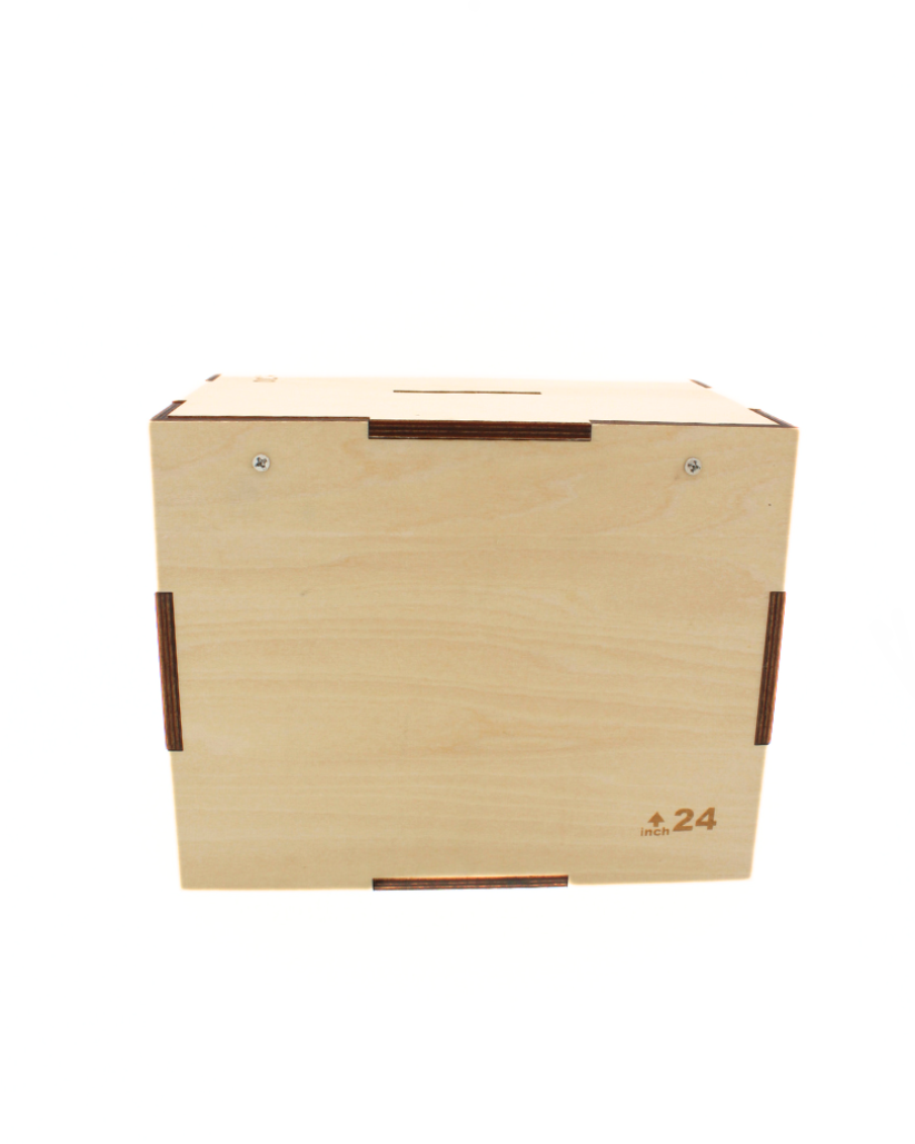 Wooden plyo box savings box for fitness enthusiasts