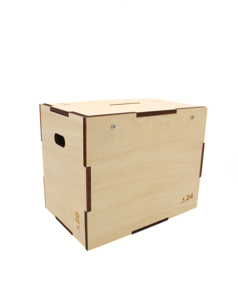 Wooden plyo box savings box for fitness enthusiasts