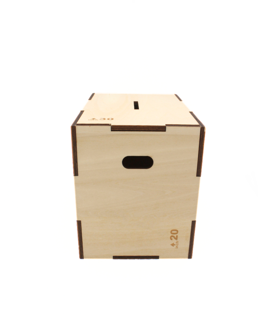 Wooden plyo box savings box for fitness enthusiasts
